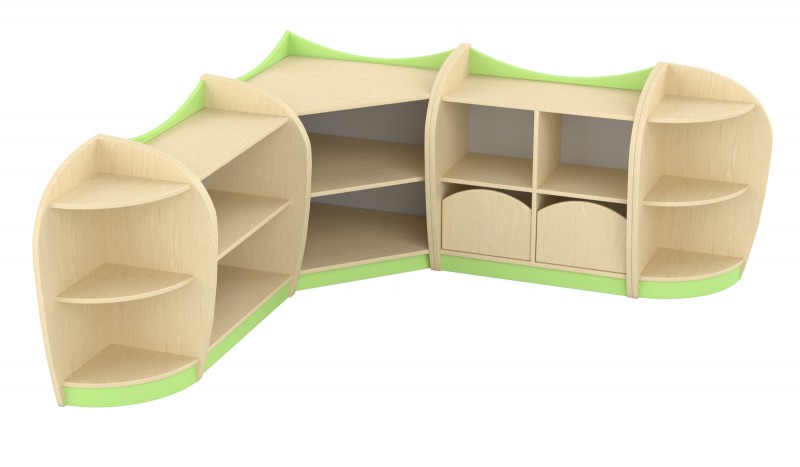 Marci sarok szekrénysor, juhar-zöld VIII.