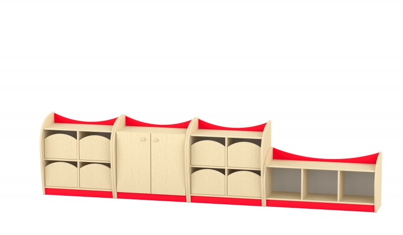 Marci szekrénysor, juhar-piros IX.