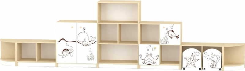 Sziluett Vízivilág szekrénysor - fehér