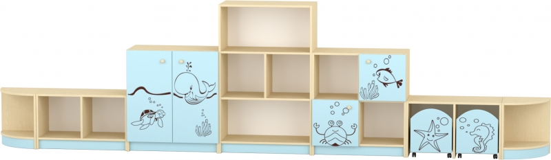 Sziluett Vízivilág szekrénysor - pasztellkék