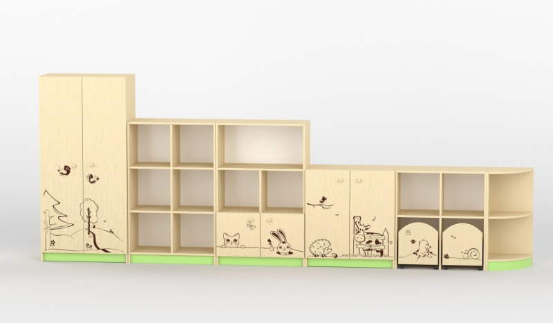 Sziluett Meserét szekrénysor - juhar-zöld