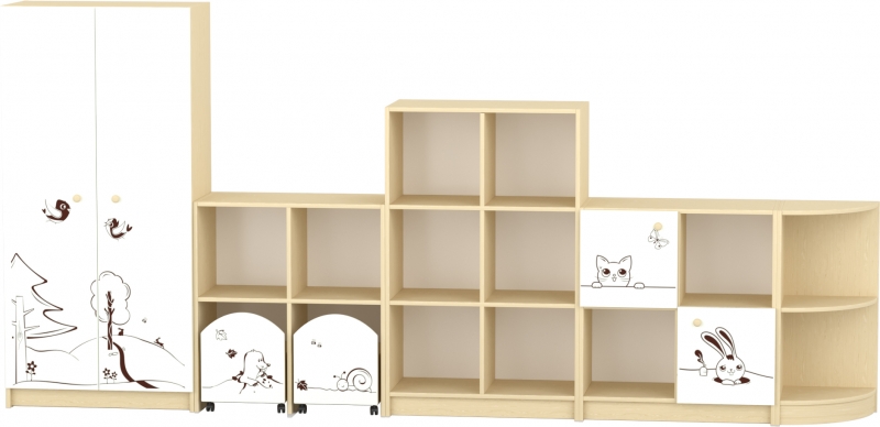 Sziluett Meserét szekrénysor - fehér-juhar