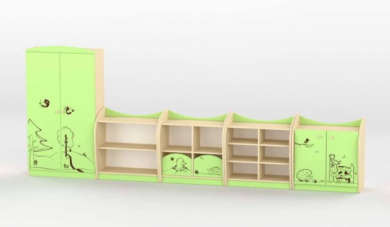 Sziluett Meserét szekrénysor - zöld